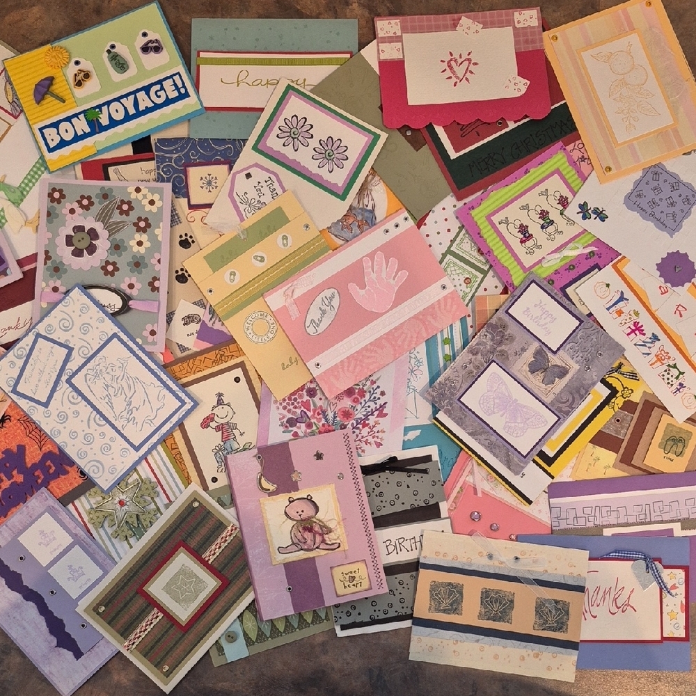HANDCRAFTED Assorted Hand Stamped Greeting Card Fronts, Card Fronts Only